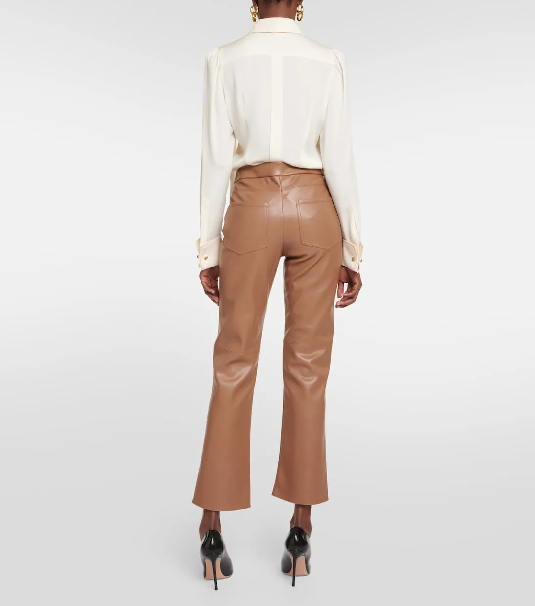 'S Max Mara Gorgeous Faux Leather Flare Pants, Brown