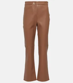 'S Max Mara Gorgeous Faux Leather Flare Pants, Brown