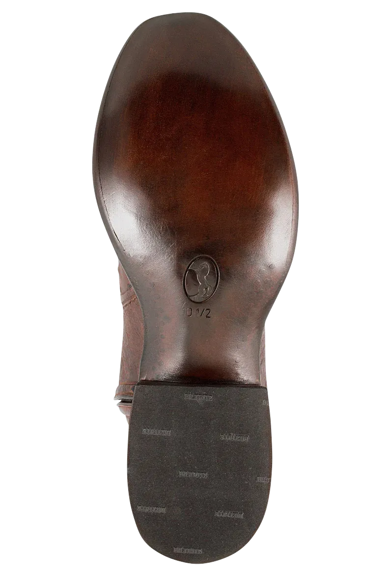 Stallion Full Quill Ostrich Zorro Ankle Boots - Antique Saddle