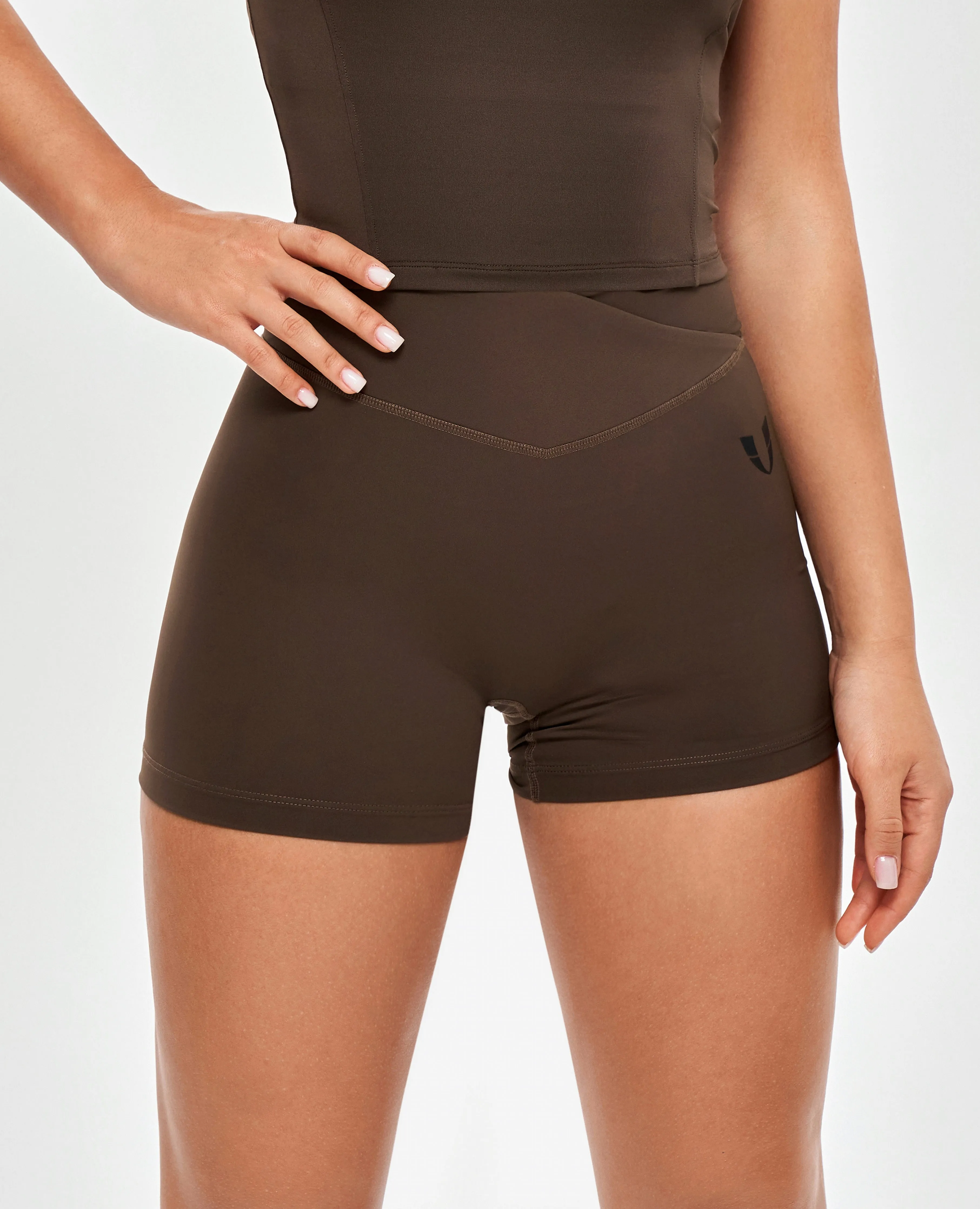 V-waist Cargo Shorts Plus-Dark Brown