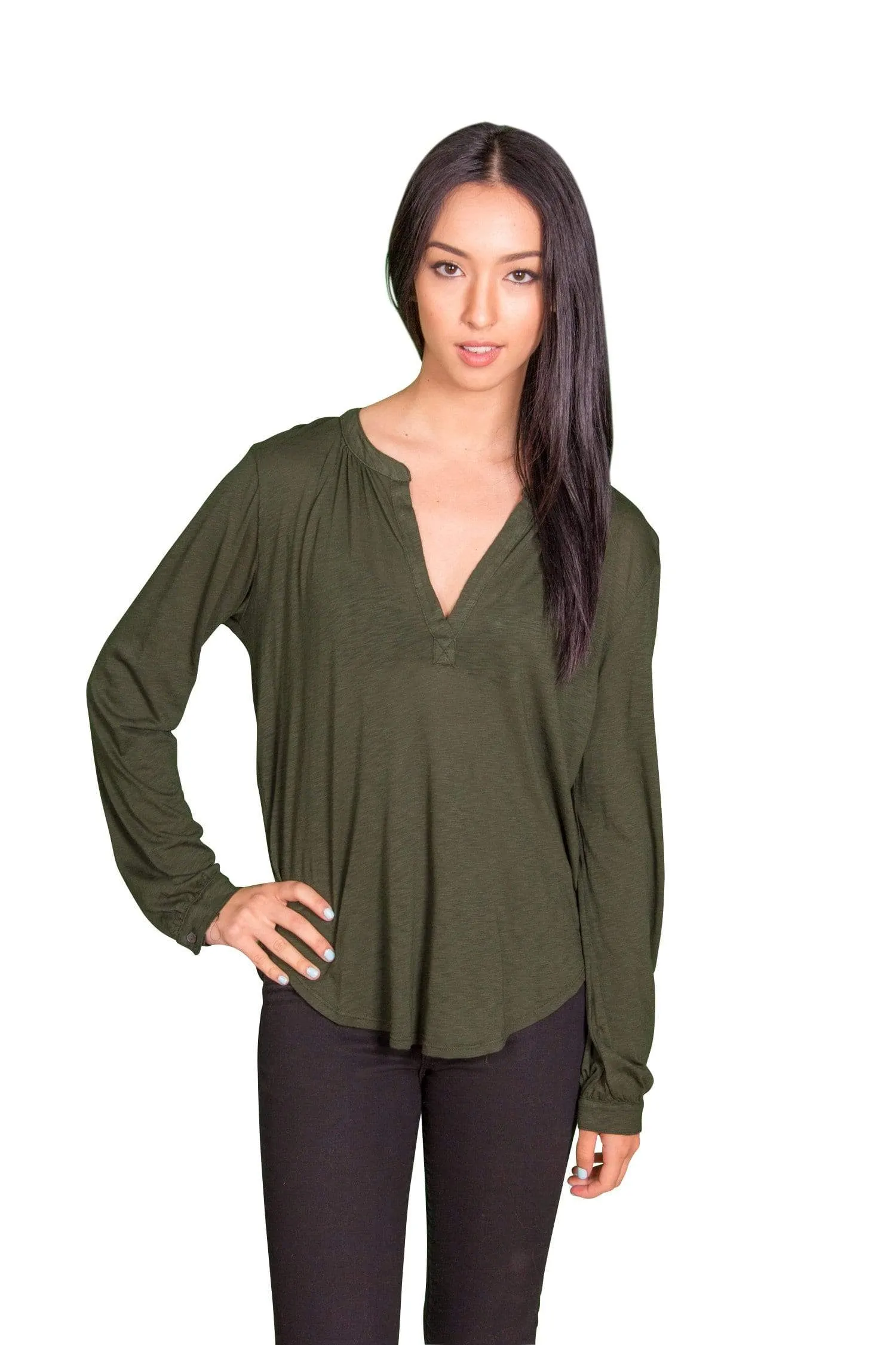 Velvet by Graham & Spencer Chrishelle Luxe Slub Henley Top
