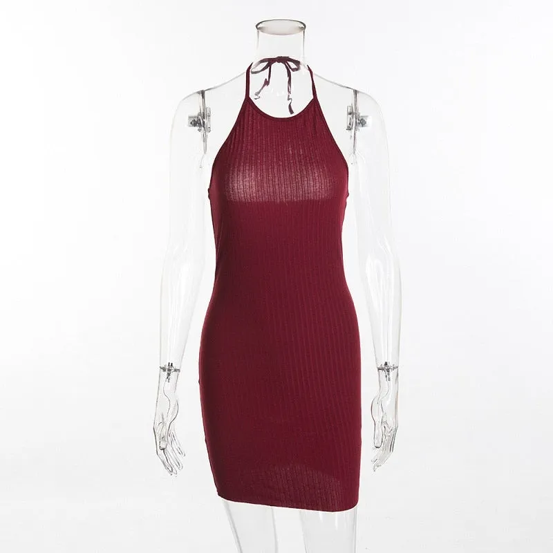 VenusFox Backless Cotton Bodycon Party Mini Dresses