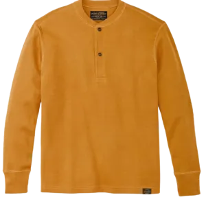 Waffle Knit Henley - Buckthorn Brown