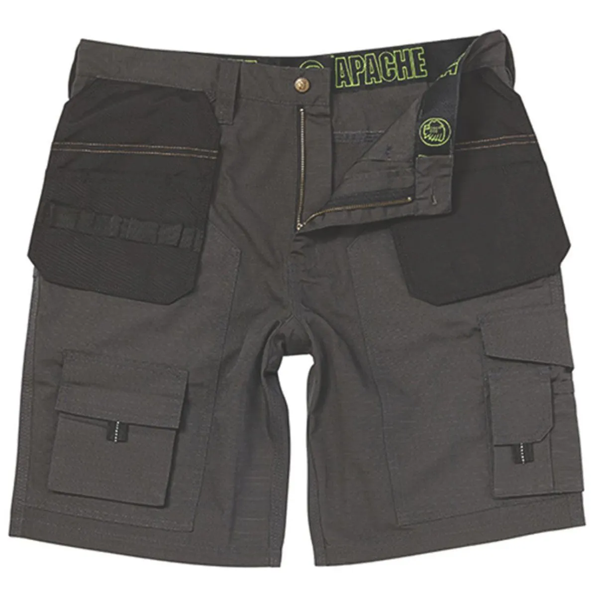 Work Shorts Mens Grey Black Holster Multi Pocket Breathable Lightweight 32"W