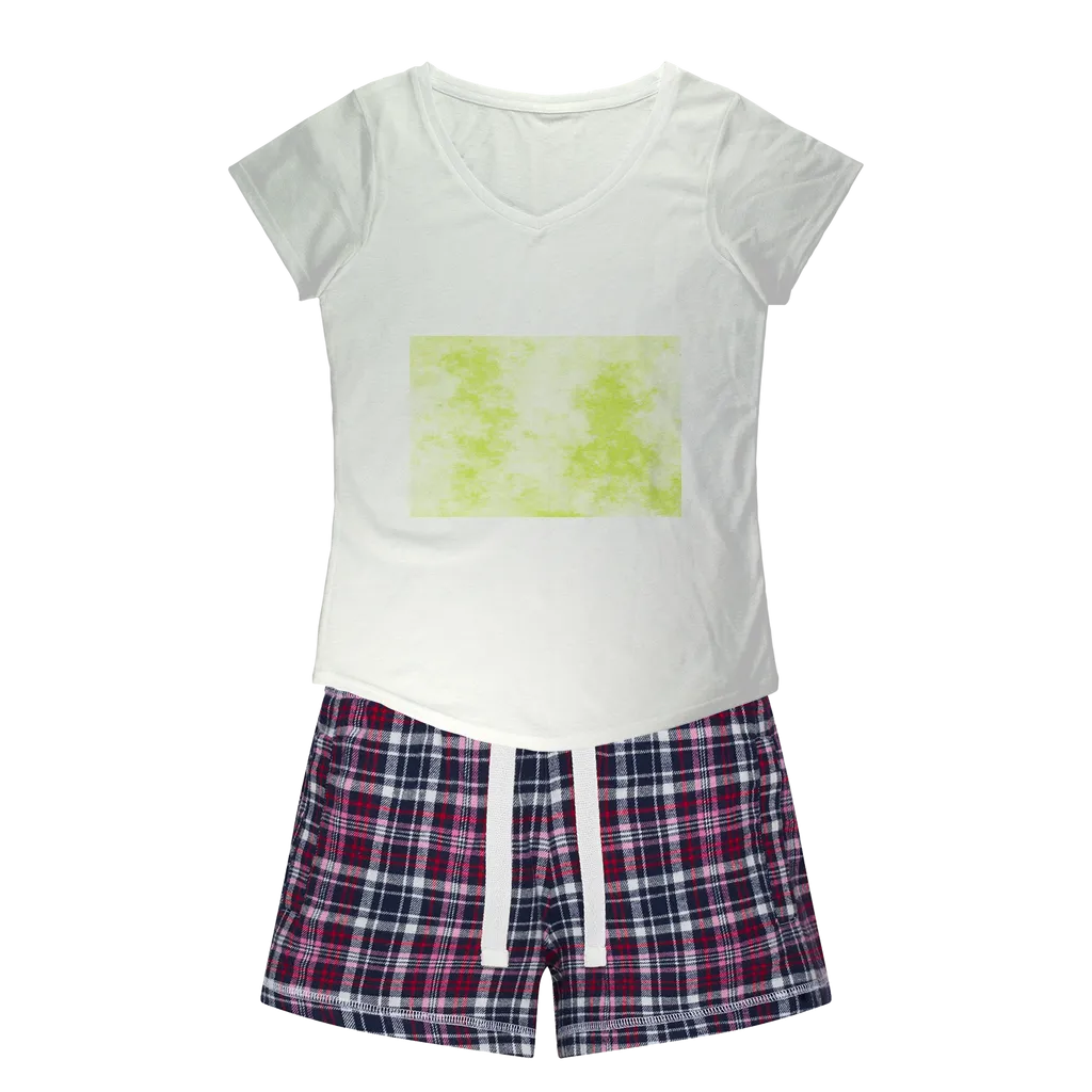 Yellow Cloud Women's Sleepy Tee and Flannel Short