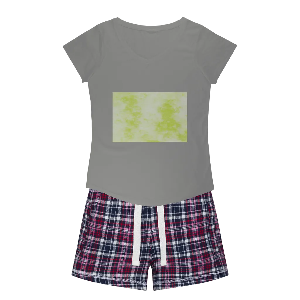 Yellow Cloud Women's Sleepy Tee and Flannel Short